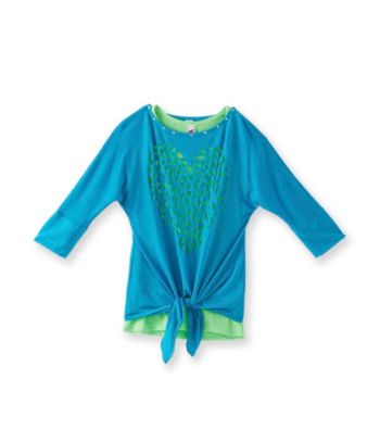 Beautees Girls' 7-16 Neon Blue Heart Lasercut Tee