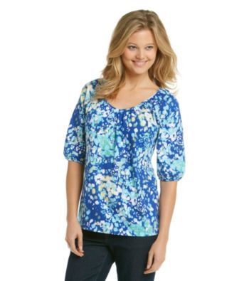 Relativity Ruched Shoulder V-Neck Elbow Sleeve
