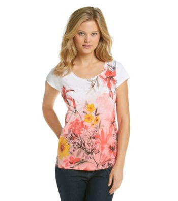 Relativity Career Pink Flower Scoopneck