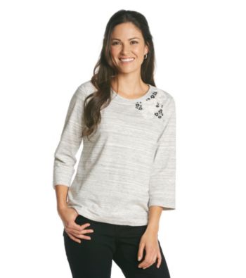 Breckenridge 3/4 Sleeve Space-Dye Crewneck Tee With Flocking