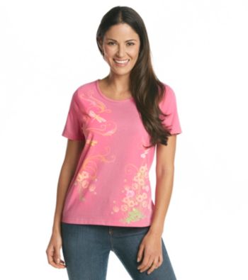 Breckenridge® Petites' Short Sleeve Embellished Tee- Study In Dragonflies