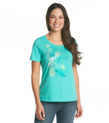Breckenridge® Petites' Short Sleeve Embellished Tee-Daisy Delight