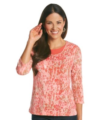 Breckenridge 3/4 Sleeve Layered Look Burnout Tee
