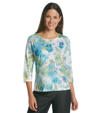 Breckenridge® Petites' 3/4 Sleeve Floral Sublimation Tee