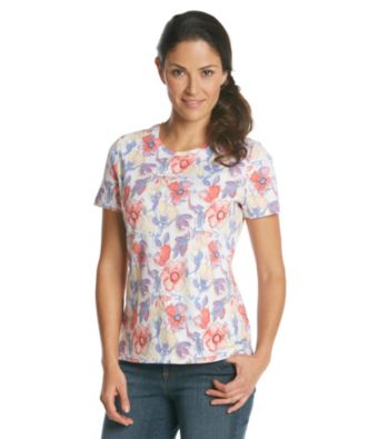 Studio Works® Petites' Flowers Printed Crewneck Tee