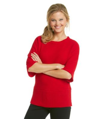 NY Collection Crewneck Seed Stitch Sweater
