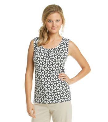Evan-Picone® Printed Pleatneck Tank