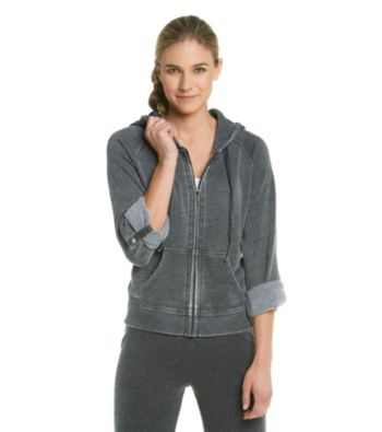 Calvin Klein Performance Distressed Fleece Roll-Tab Hoodie