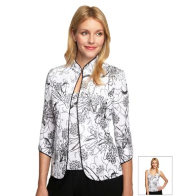 Alex Evenings® Floral Mandarin Collar Twinset