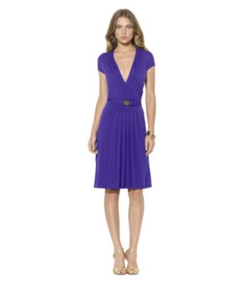 Lauren Ralph Lauren Pleated V-Neck Sheath