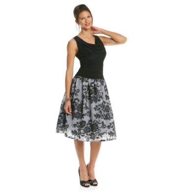 S.L. Fashions Petites's Embossed Lace Party Dress