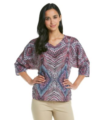 Anne Klein® Petites' Kaliedescope Print Blouse