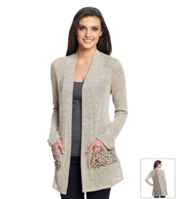 Blu Pepper™ Marled Lace Detail Cardigan