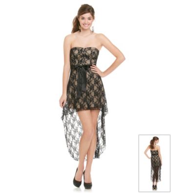 Trixxi Juniors' Black Lace Hi-Low Dress