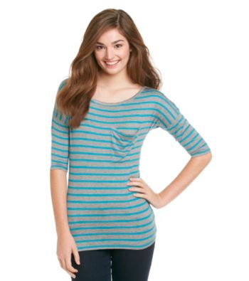 Pink Rose® Juniors' Stripe Relaxed Boyfriend Tee
