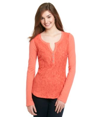 Eyeshadow® Juniors' Lace Front Henley Top
