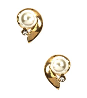 Napier® Goldtone Pearl and Crystal Stud Earrings