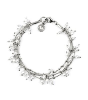 Anne Klein® Silvertone Three Row Pearl Bracelet