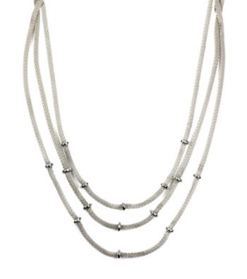 Anne Klein® Silvertone Three Row Necklace