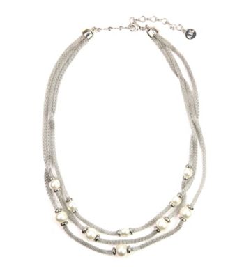Anne Klein® Silvertone Three Row Necklace