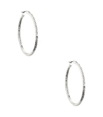 Anne Klein® Silvertone Crystal Hoop Earrings