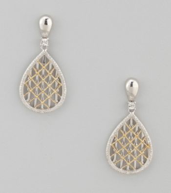 Sterling Silver and 14K Gold Filigree Earrings