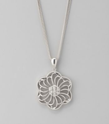 Diaura Floral Pendant Necklace in Sterling Silver