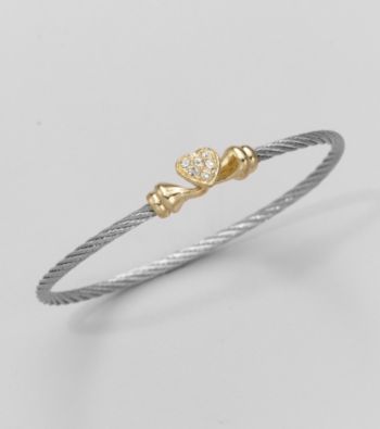 Cellini Gold/Grey Pave Heart Cable Hook Bracelet