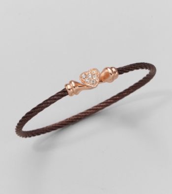 Cellini Rose/Chocolate Pave Heart Cable Hook Bracelet