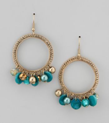 Erica Lyons® Turquoise Turquessa Drop Hoop Pierced Earrings