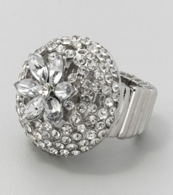 Erica Lyons® Silvertone/Crystal Stretch Ring