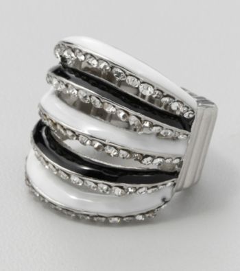 Erica Lyons® Silvertone/Crystal Stretch Ring