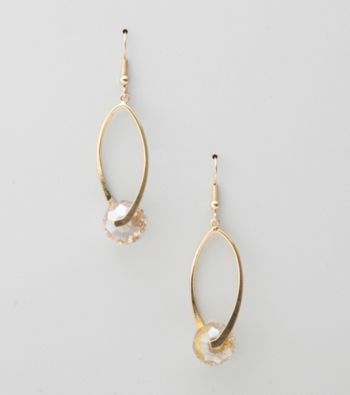 Erica Lyons® Clear Hoopla Drop Oval Front Hoop Pierced Earrings