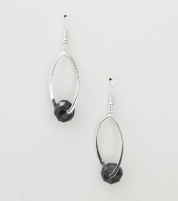 Erica Lyons® Jet Hoopla Drop Oval Front Hoop Pierced Earrings