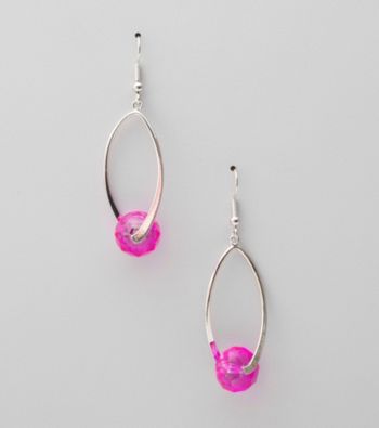 Erica Lyons® Fuschia Hoopla Drop Oval Front Hoop Pierced Earrings
