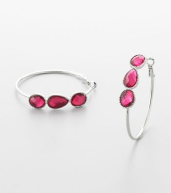 Erica Lyons® Fuschia Hoopla Hoop Pierced Earrings