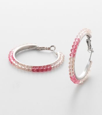 Erica Lyons® Fuschia Hoopla Hoop Pierced Earrings