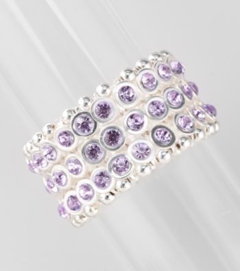 L&J Accessories Silvertone and Purple Wide Stretch Bracelet