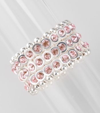 L&J Accessories Silvertone and Pink Wide Stretch Bracelet