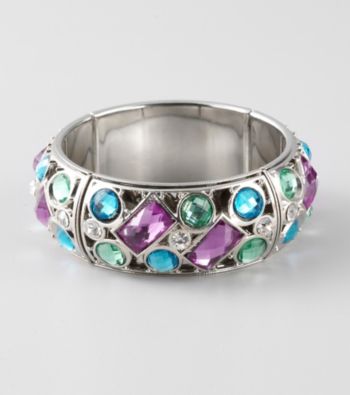 L&J Accessories Purple, Blue and Green Glass Strech Bracelet