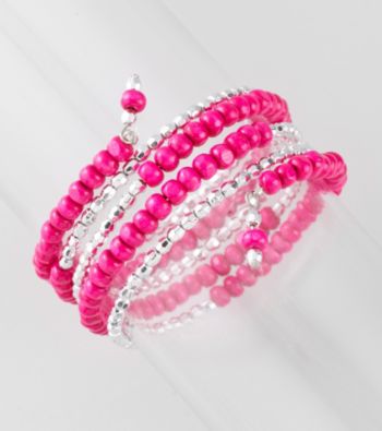 L&J Accessories Pink Wood Coil Bracelet