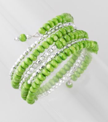 L&J Accessories Lime Green Wood Coil Bracelet