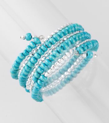 L&J Accessories Turquoise Wood Coil Bracelet