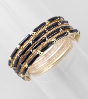 L&J Accessories Seven Row Jet & Goldtone Bangle Bracelets