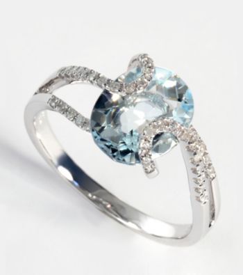 Effy® Aquamarine and Diamond Ring