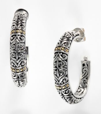 Effy® Sterling Silver and 18K Gold Hoop Earrings