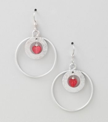 Silver Forest® Red Two Loop with Jade Earrings