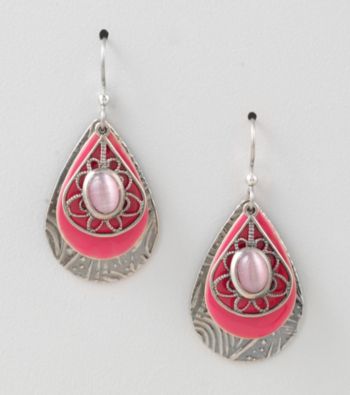 Silver Forest® Pink Cateye Tear Earrings