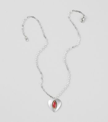 Silver Forest® Heart and Red Stone Necklace