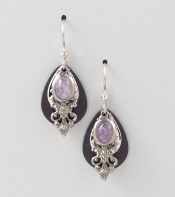 Silver Forest® Black Tear & Filigree Earrings